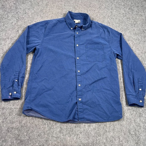 Carbon 2 Cobalt Blue Polka Dot Long Sleeve Button Down Shirt Men's Size MT - Picture 1 of 6